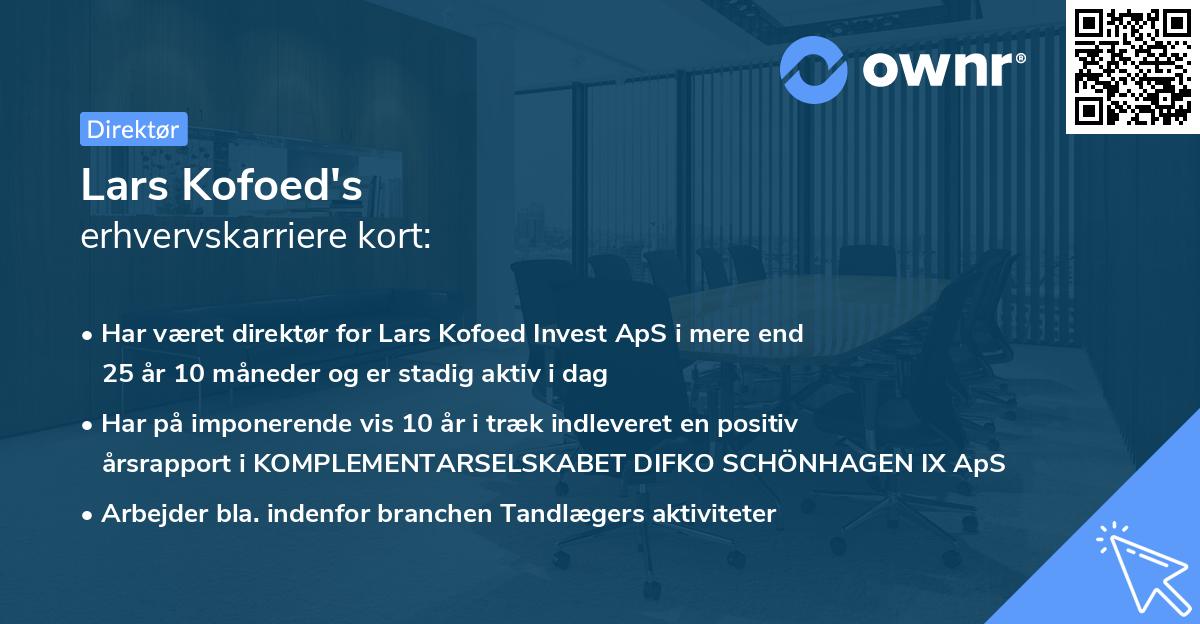 Lars Kofoed's erhvervskarriere kort
