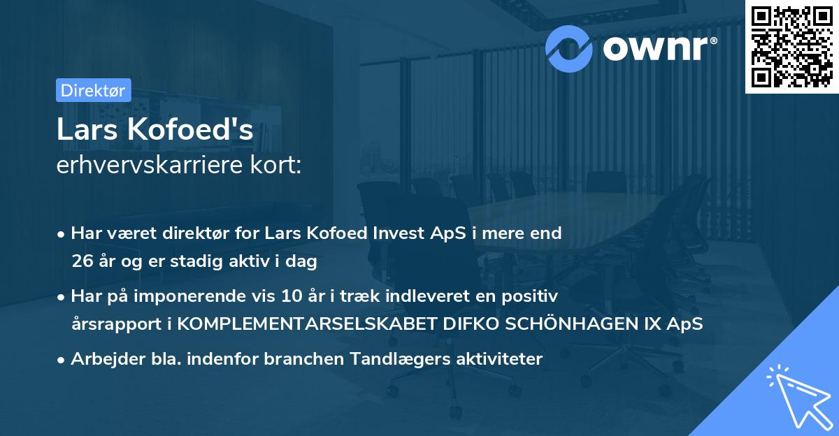Lars Kofoed's erhvervskarriere kort
