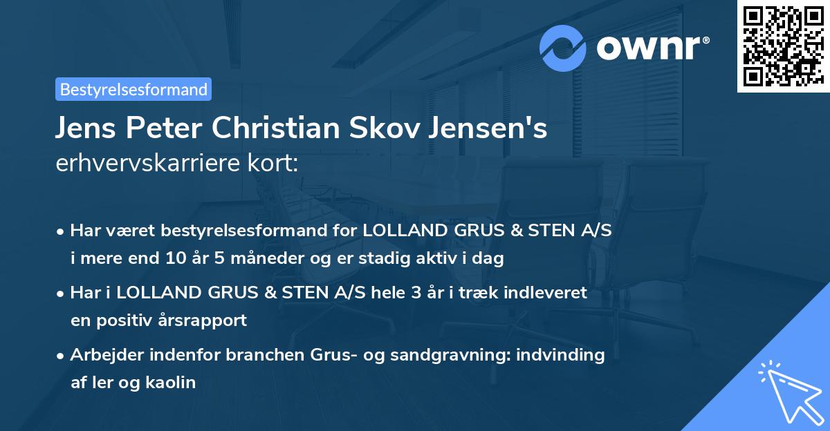 Jens Peter Christian Skov Jensen's erhvervskarriere kort