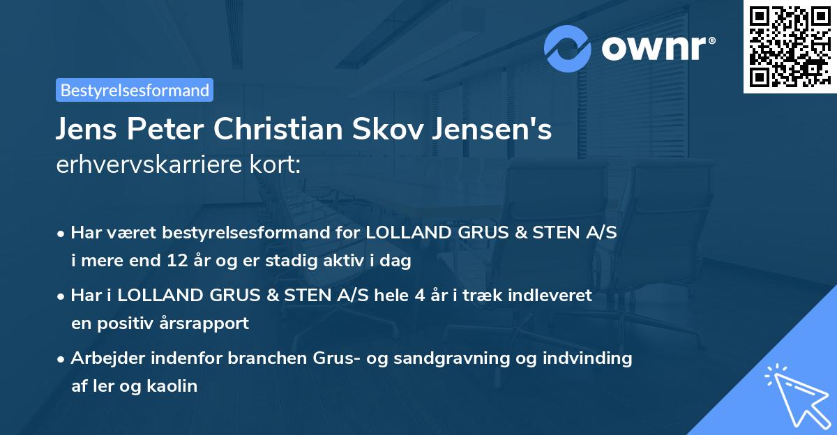 Jens Peter Christian Skov Jensen's erhvervskarriere kort