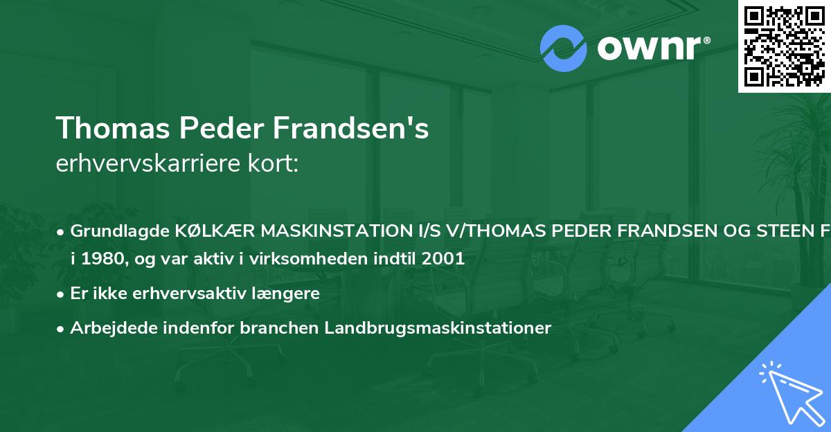 Thomas Peder Frandsen's erhvervskarriere kort