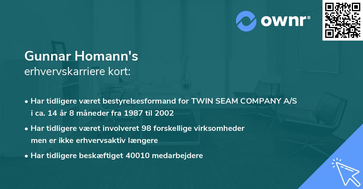 Gunnar Homann's erhvervskarriere kort