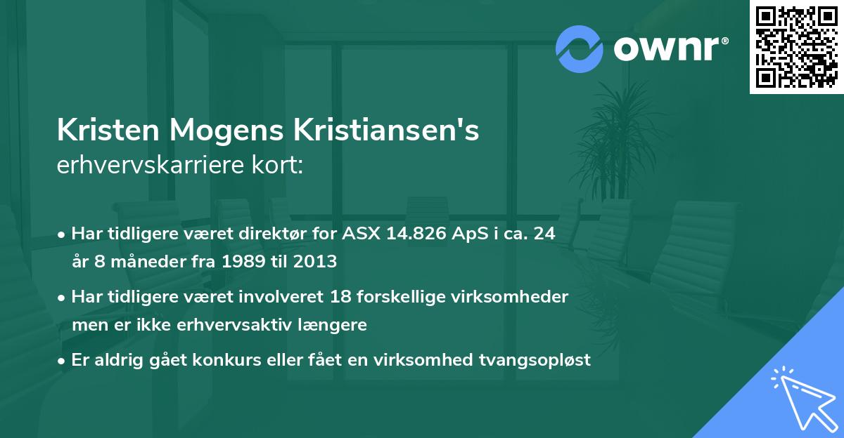 Kristen Mogens Kristiansen's erhvervskarriere kort