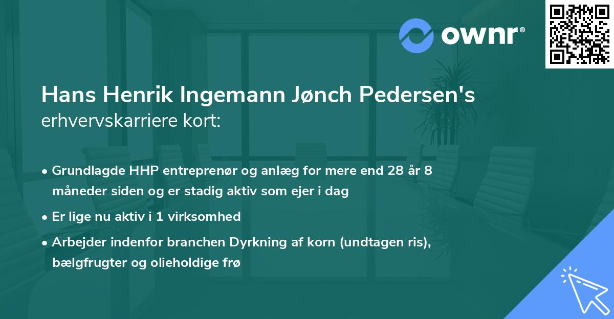Hans Henrik Ingemann Jønch Pedersen's erhvervskarriere kort