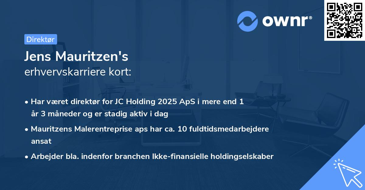 Jens Mauritzen's erhvervskarriere kort