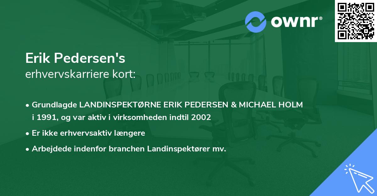 Erik Pedersen's erhvervskarriere kort