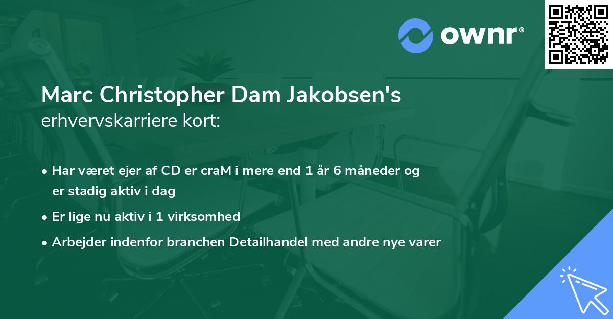 Marc Christopher Dam Jakobsen's erhvervskarriere kort