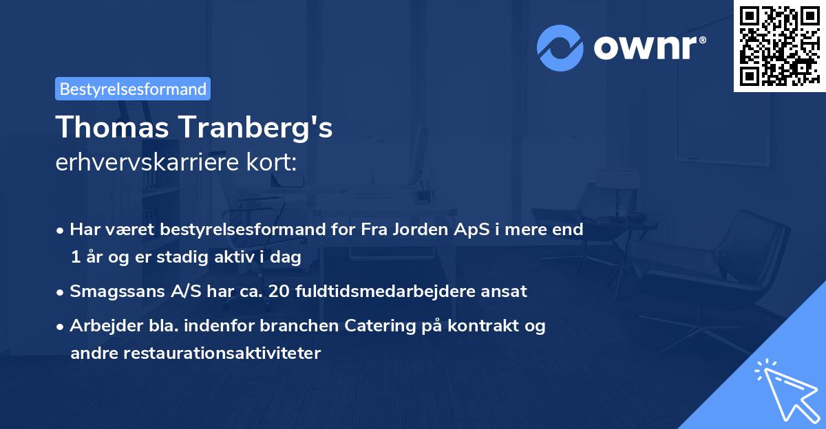 Thomas Tranberg's erhvervskarriere kort