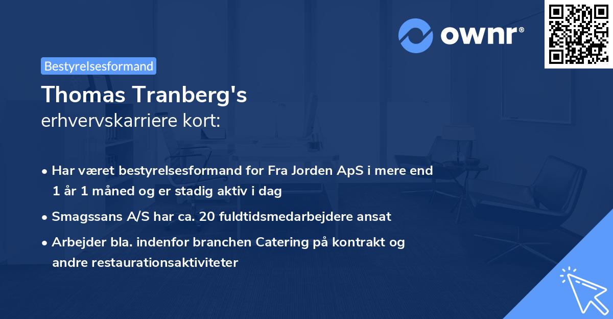 Thomas Tranberg's erhvervskarriere kort