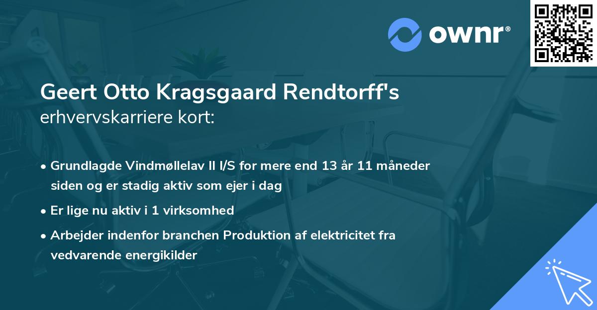 Geert Otto Kragsgaard Rendtorff's erhvervskarriere kort