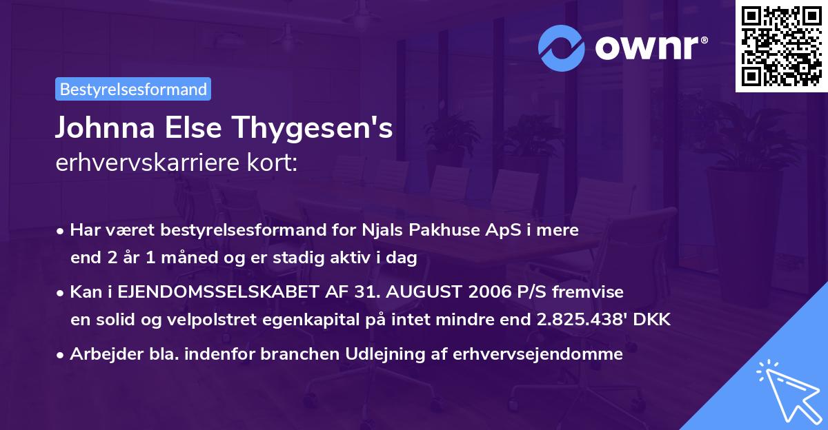 Johnna Else Thygesen's erhvervskarriere kort