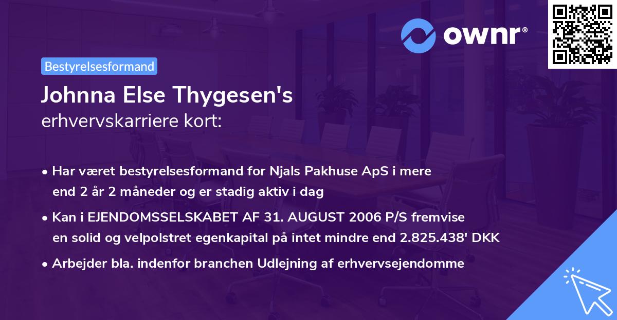 Johnna Else Thygesen's erhvervskarriere kort