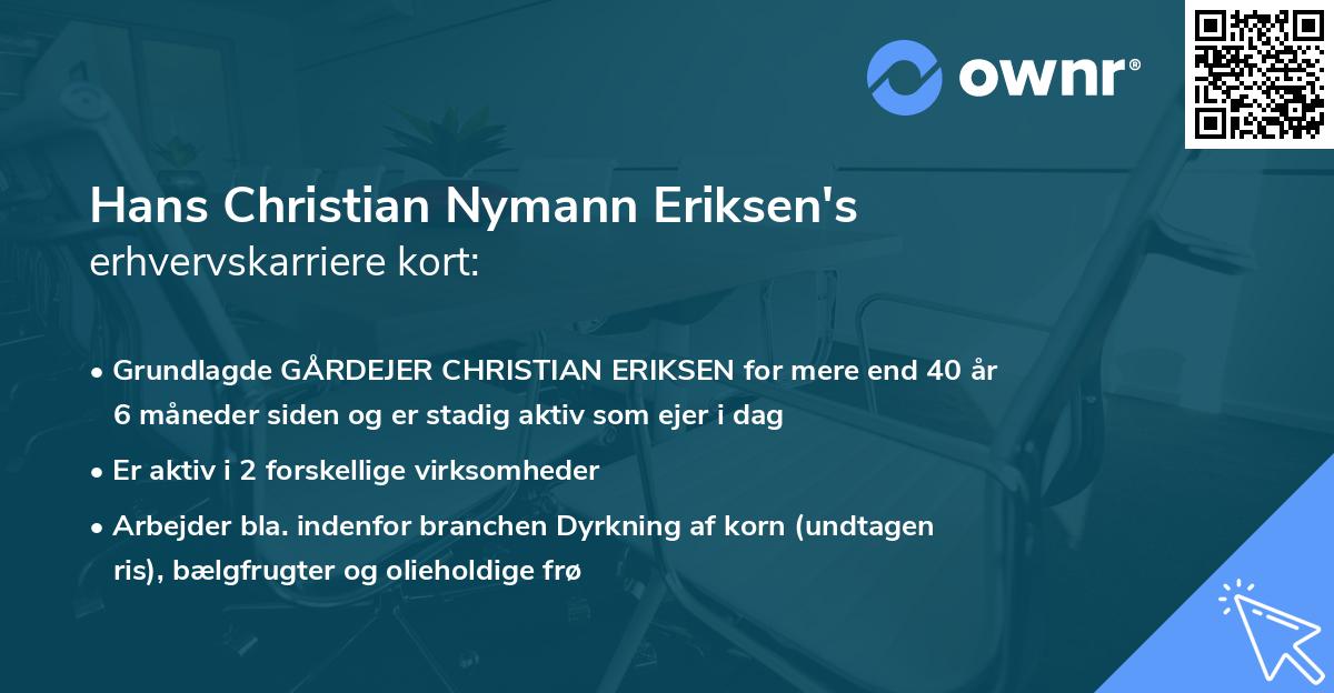 Hans Christian Nymann Eriksen's erhvervskarriere kort
