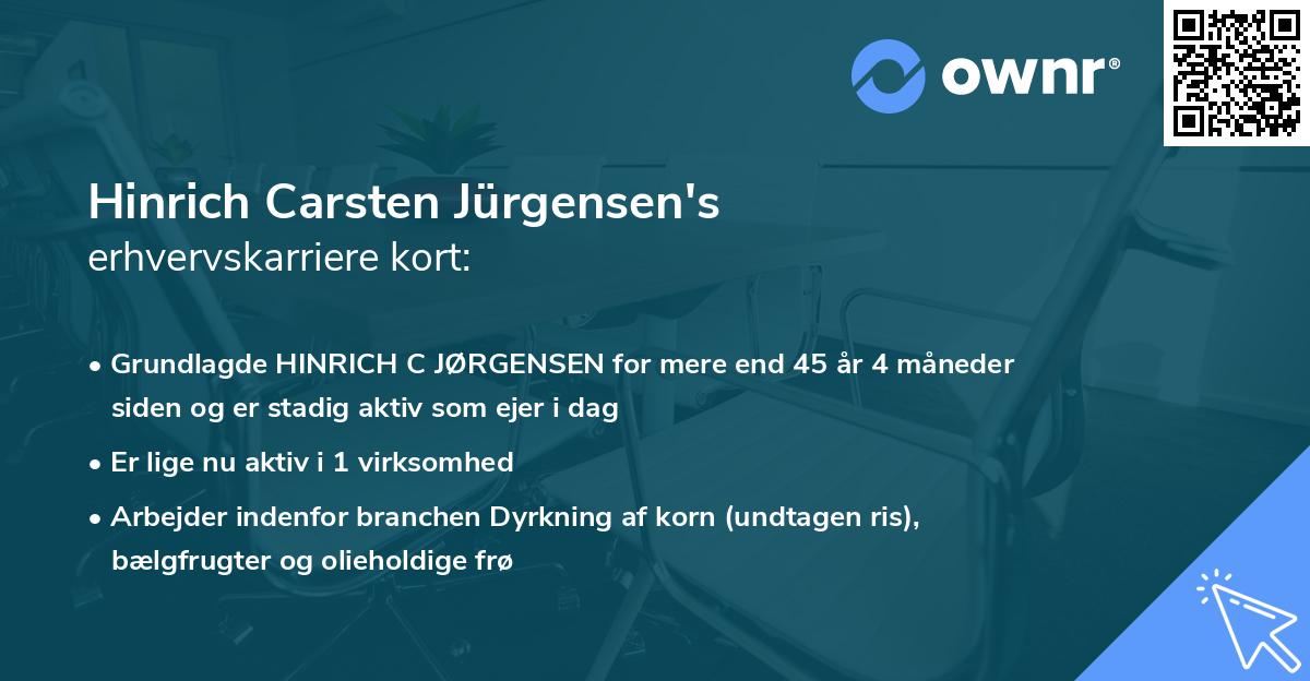 Hinrich Carsten Jürgensen's erhvervskarriere kort