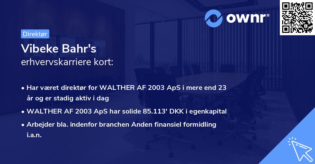 Vibeke Bahr's erhvervskarriere kort