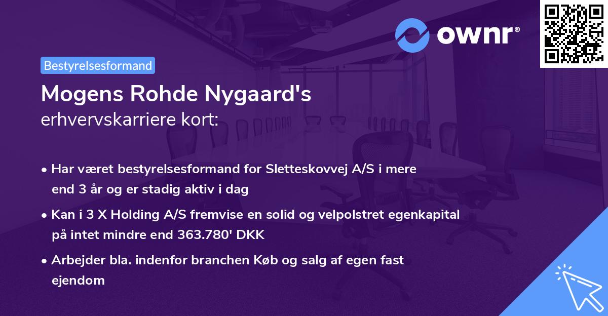 Mogens Rohde Nygaard's erhvervskarriere kort