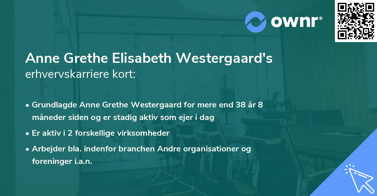 Anne Grethe Elisabeth Westergaard's erhvervskarriere kort