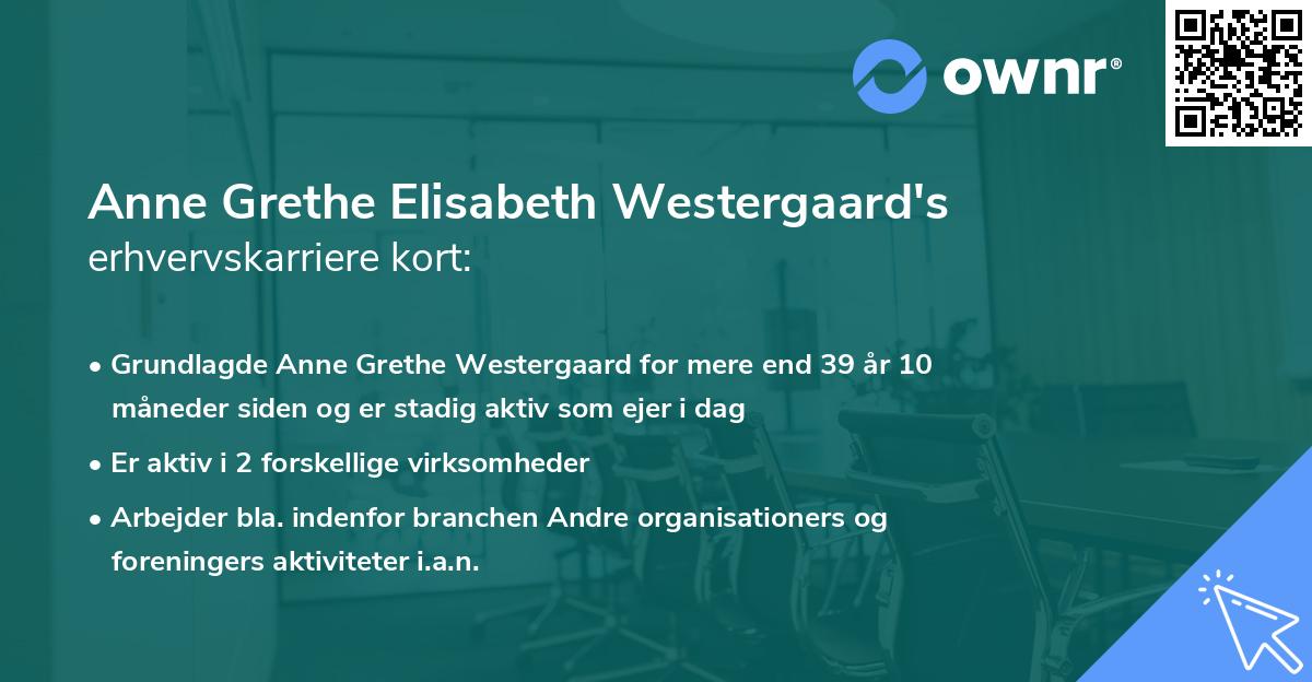 Anne Grethe Elisabeth Westergaard's erhvervskarriere kort