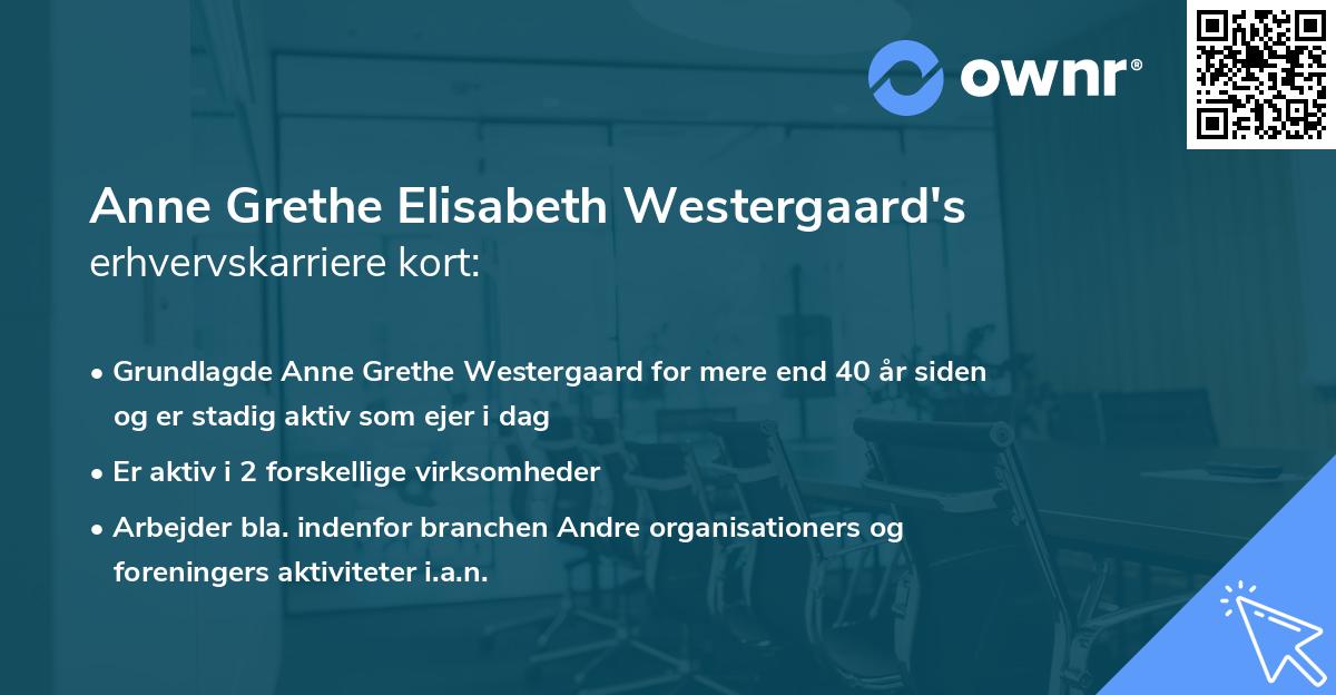 Anne Grethe Elisabeth Westergaard's erhvervskarriere kort
