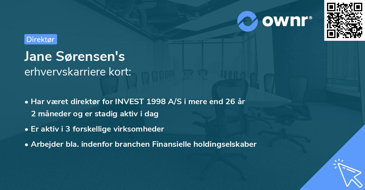Jane Sørensen's erhvervskarriere kort