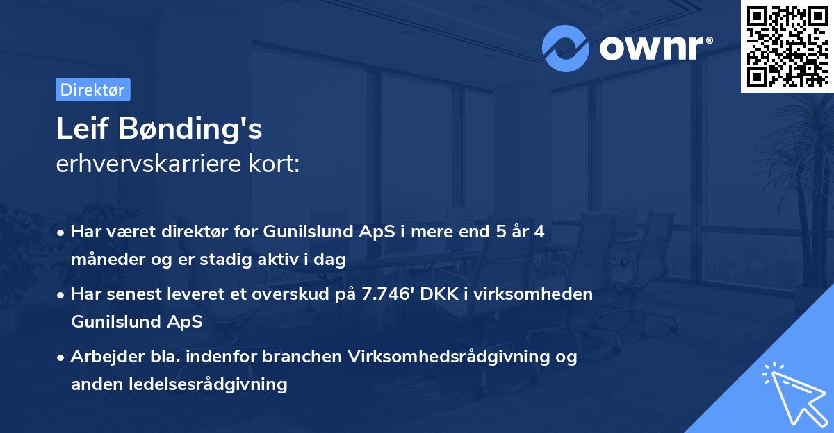 Leif Bønding's erhvervskarriere kort