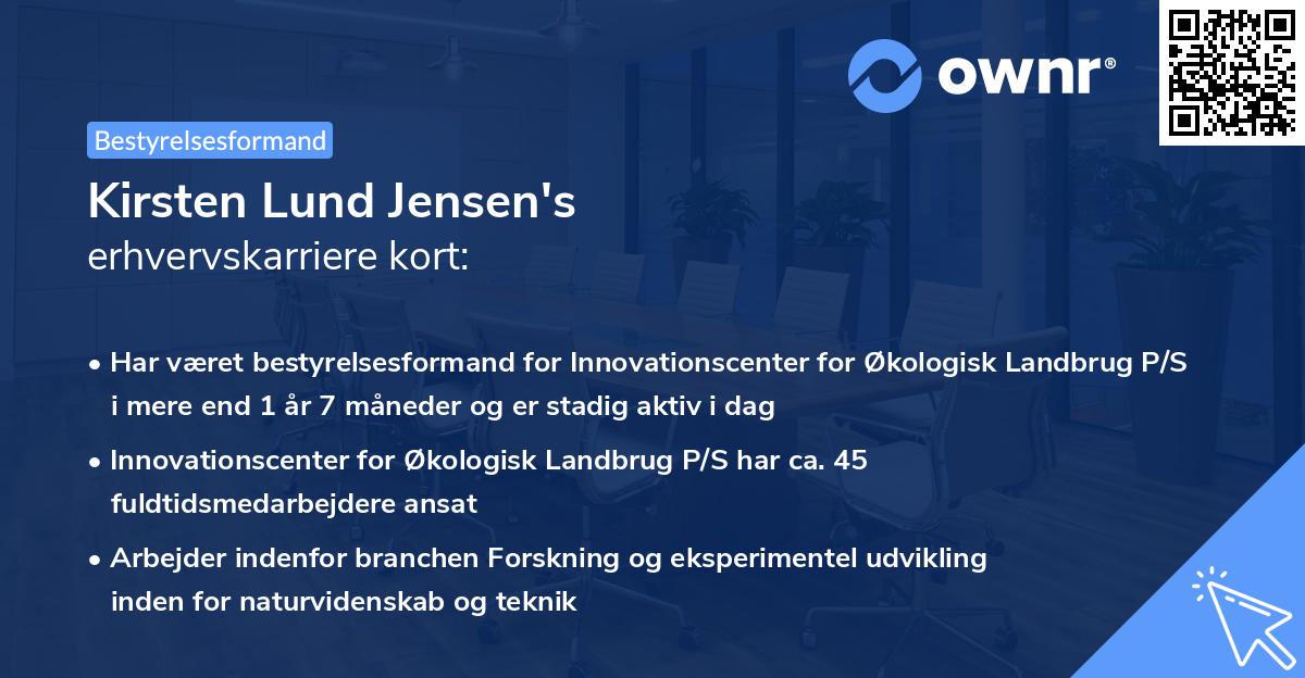 Kirsten Lund Jensen's erhvervskarriere kort
