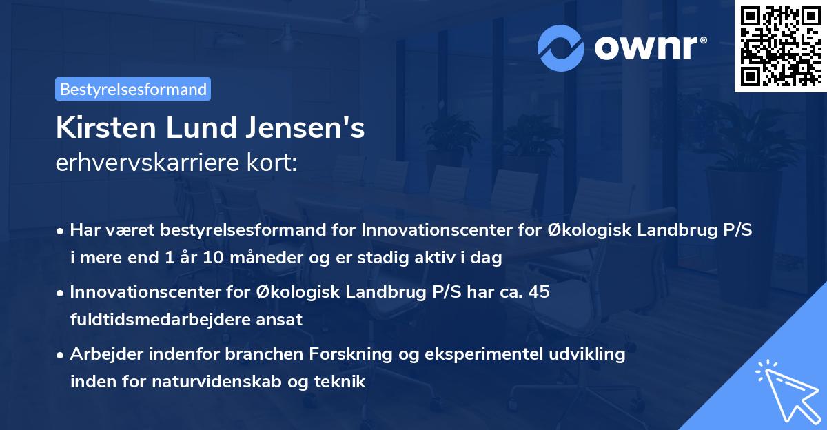 Kirsten Lund Jensen's erhvervskarriere kort