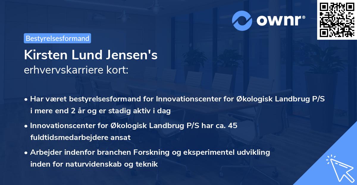 Kirsten Lund Jensen's erhvervskarriere kort