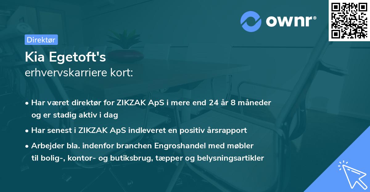 Kia Egetoft's erhvervskarriere kort