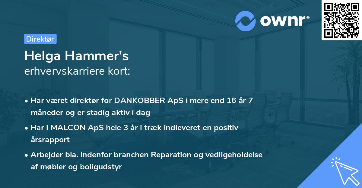 Helga Hammer's erhvervskarriere kort