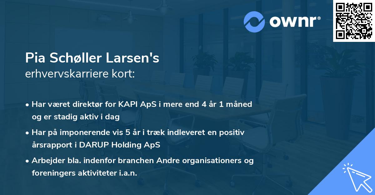 Pia Schøller Larsen's erhvervskarriere kort