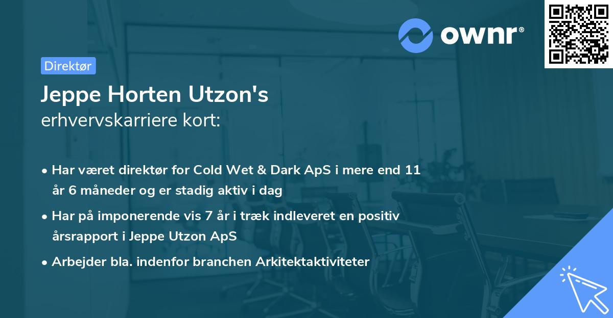 Jeppe Horten Utzon's erhvervskarriere kort