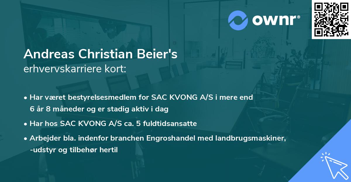 Andreas Christian Beier's erhvervskarriere kort