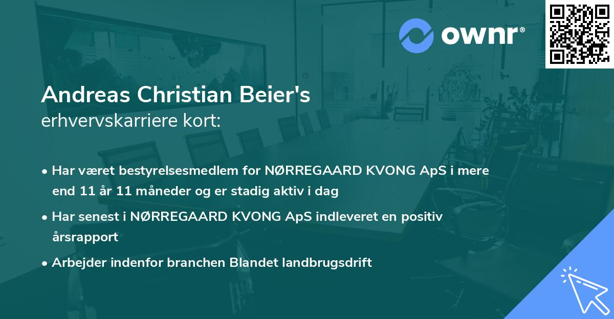 Andreas Christian Beier's erhvervskarriere kort