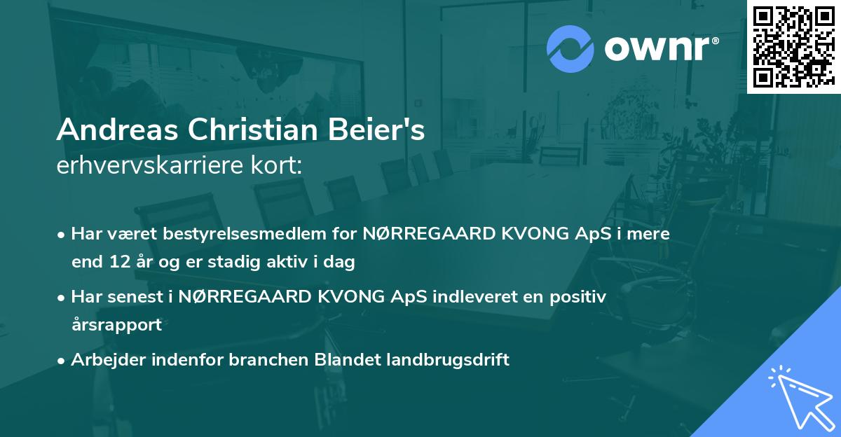 Andreas Christian Beier's erhvervskarriere kort