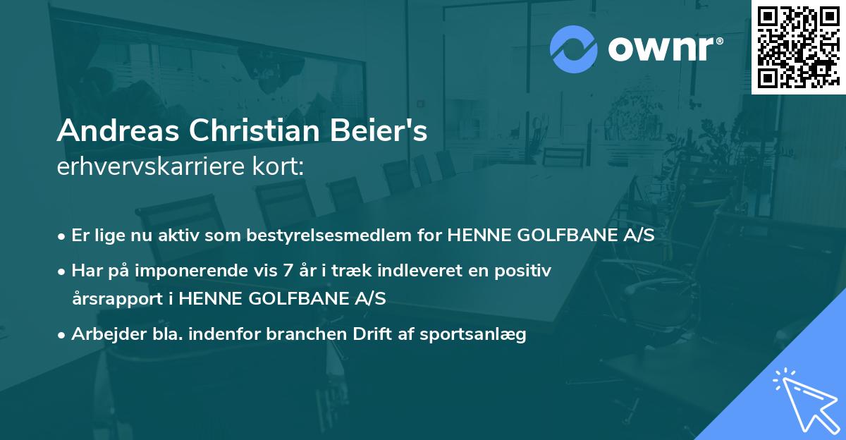 Andreas Christian Beier's erhvervskarriere kort