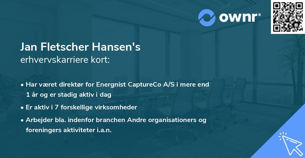 Jan Fletscher Hansen's erhvervskarriere kort