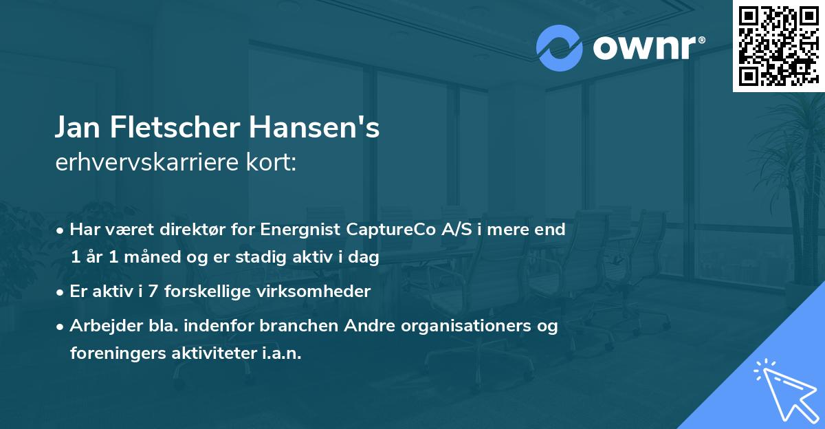 Jan Fletscher Hansen's erhvervskarriere kort