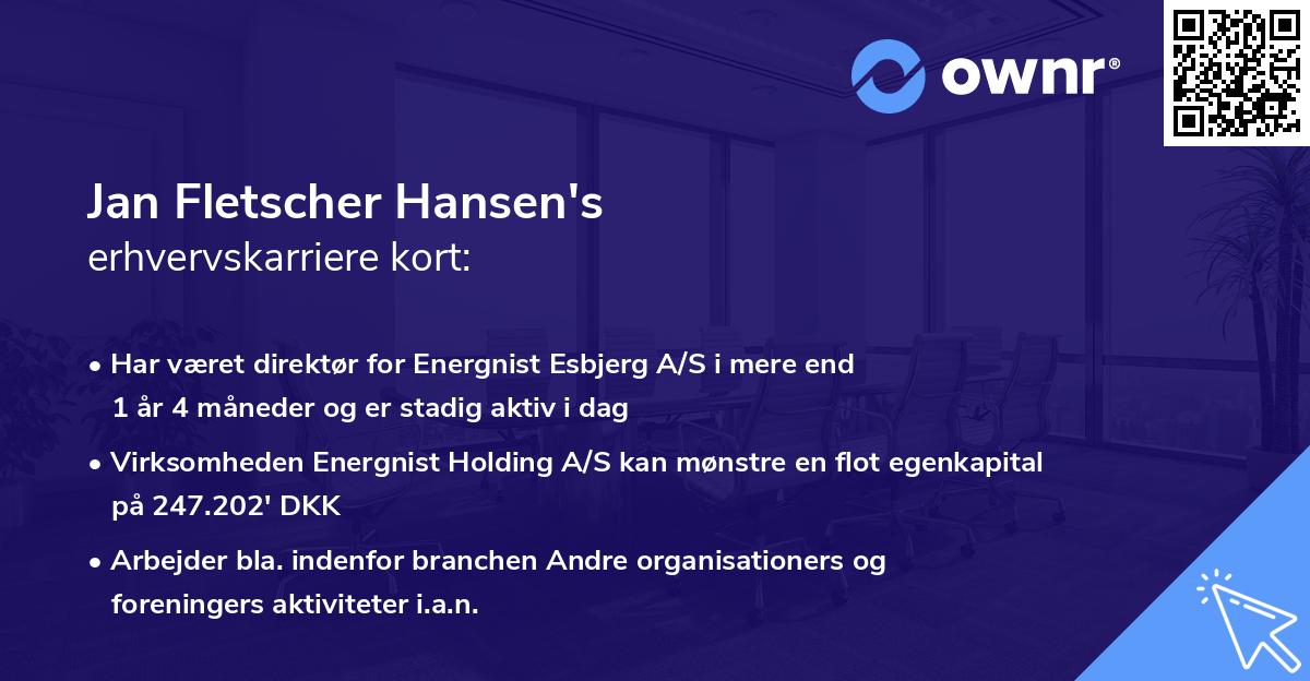 Jan Fletscher Hansen's erhvervskarriere kort