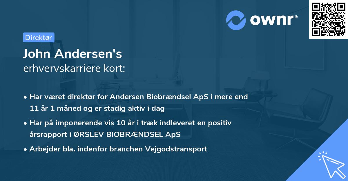 John Andersen's erhvervskarriere kort