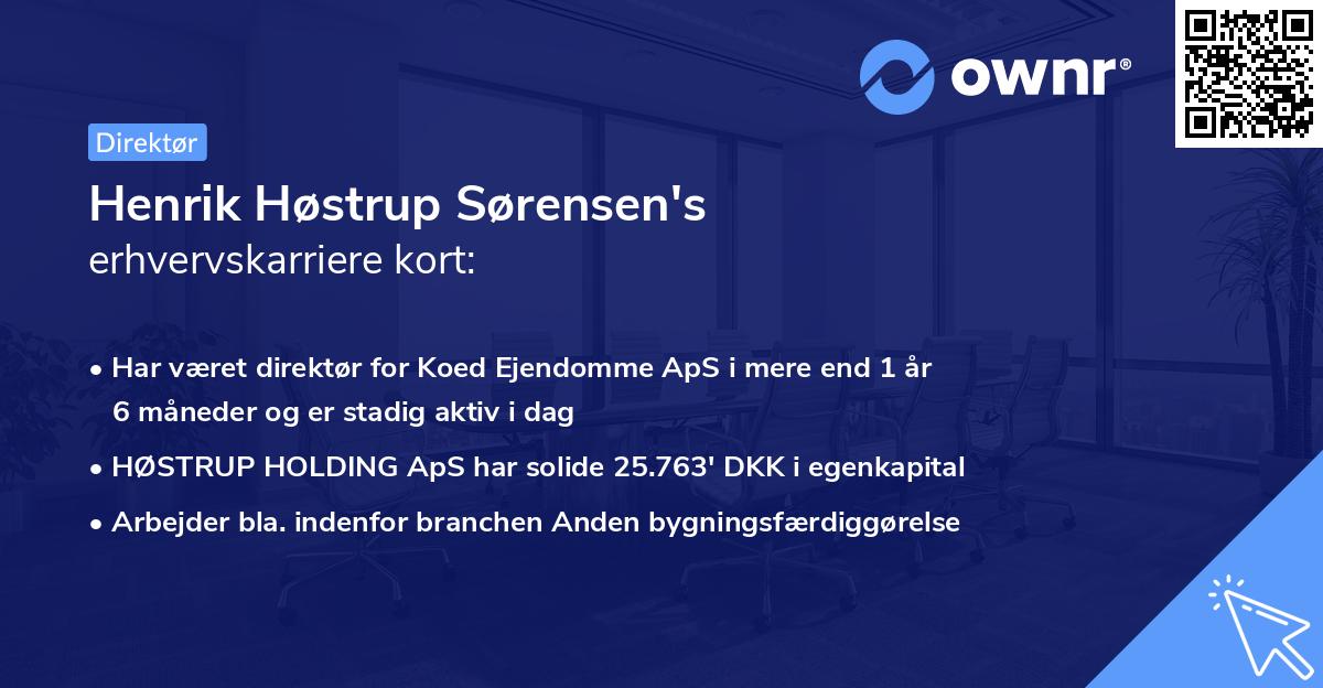 Henrik Høstrup Sørensen's erhvervskarriere kort