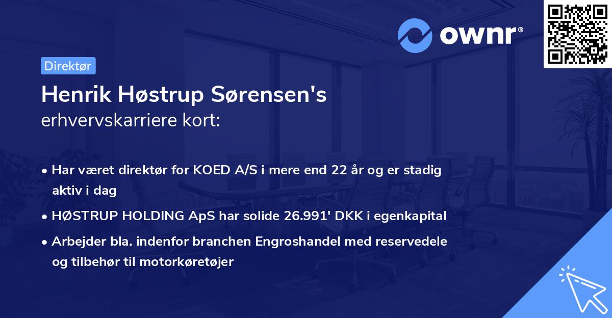 Henrik Høstrup Sørensen's erhvervskarriere kort