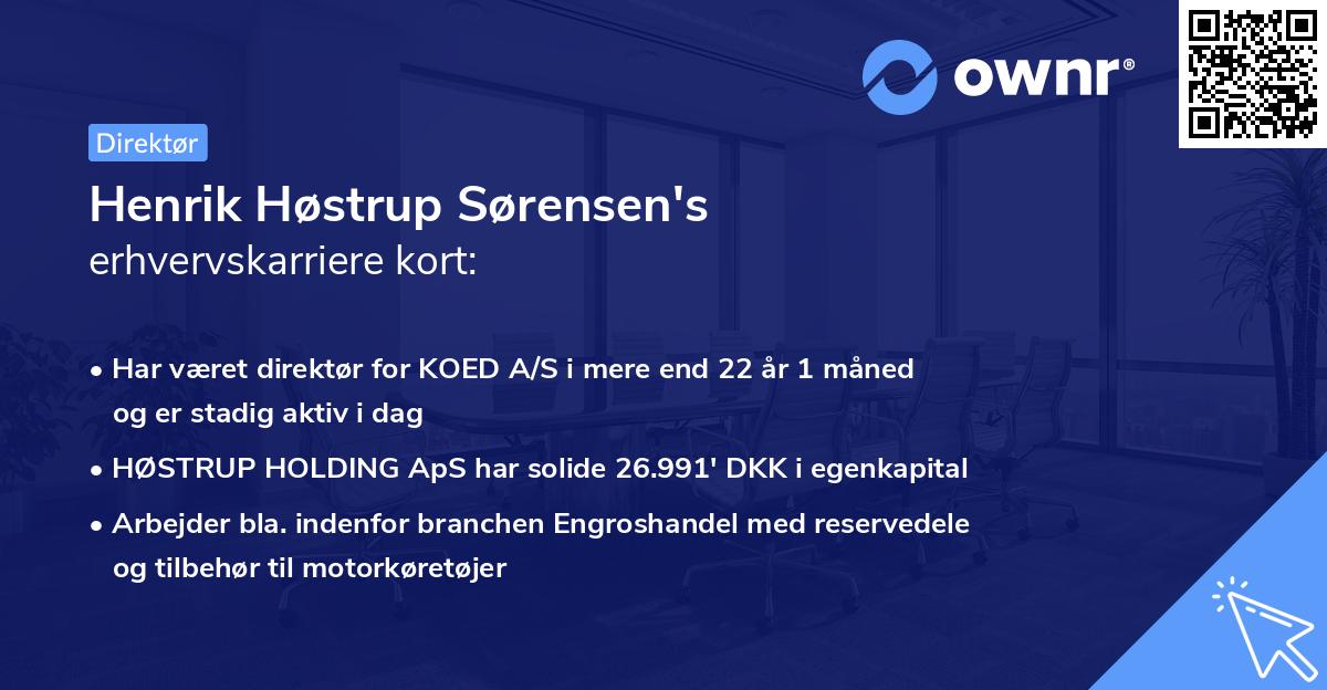 Henrik Høstrup Sørensen's erhvervskarriere kort