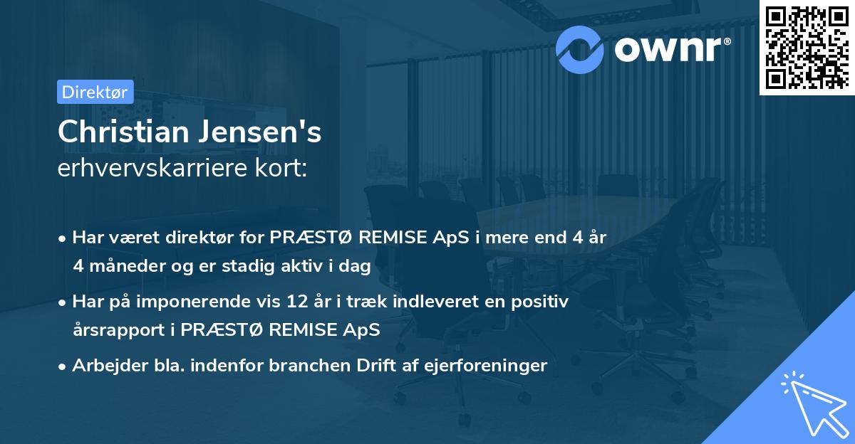 Christian Jensen's erhvervskarriere kort