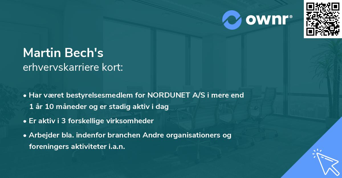 Martin Bech's erhvervskarriere kort