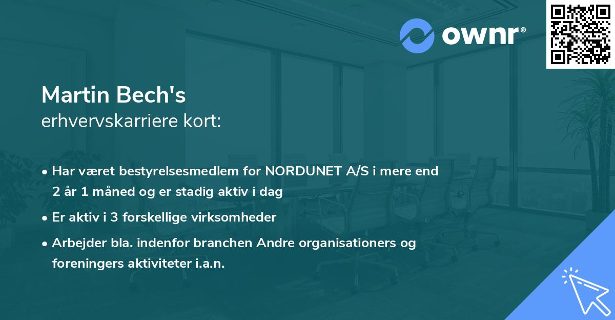 Martin Bech's erhvervskarriere kort