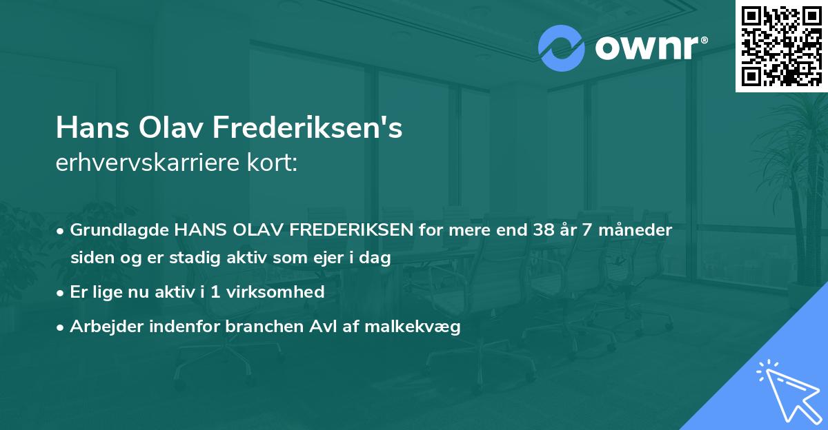 Hans Olav Frederiksen's erhvervskarriere kort