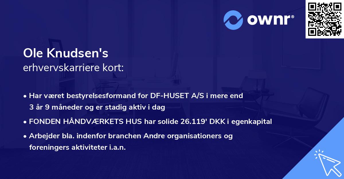 Ole Knudsen's erhvervskarriere kort