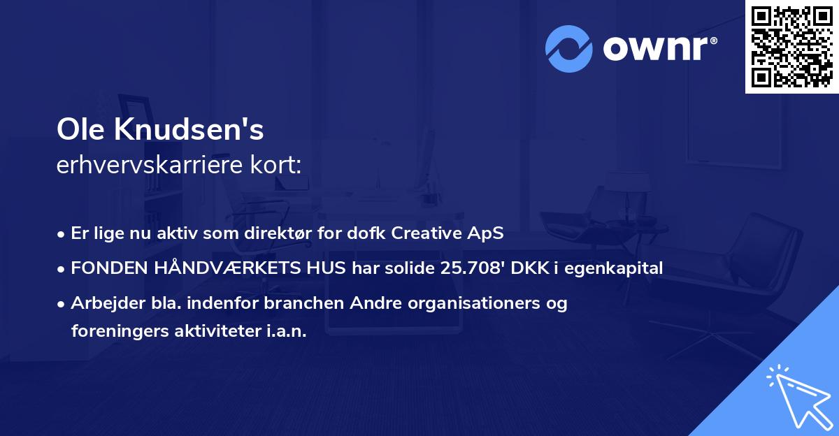 Ole Knudsen's erhvervskarriere kort