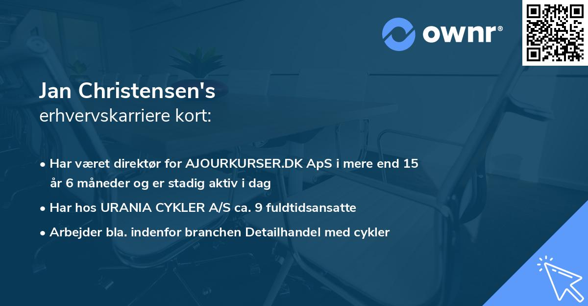 Jan Christensen's erhvervskarriere kort